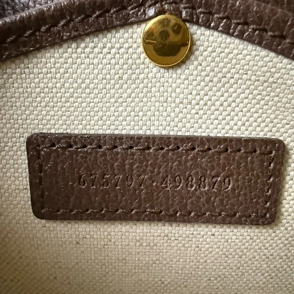 Gucci Brown Tan GG Canvas Bamboo Top Handle Shoulder Bag with Green Red Strap